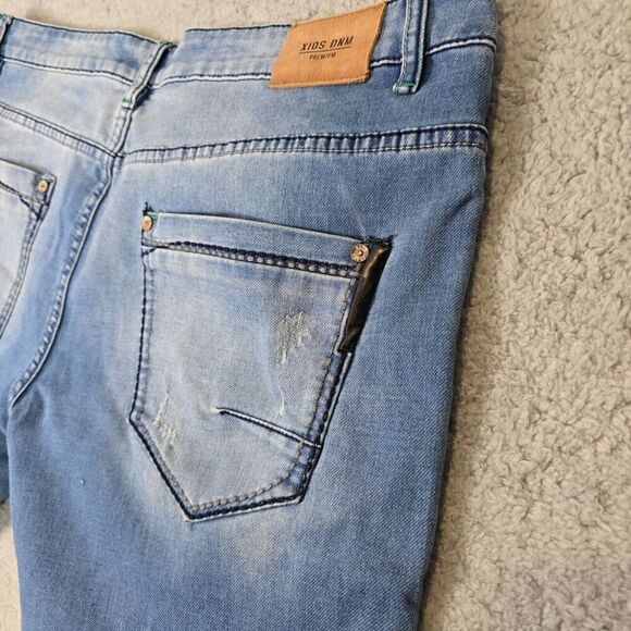 Mens Jeans Sz 38x32 Whiskers Distressed Straight Stretch Denim Skater Y2k READ - Picture 6 of 9